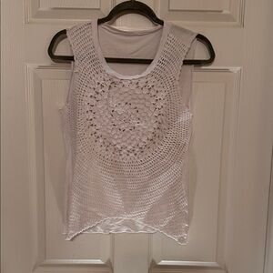 Indah White Crochet Tank Top